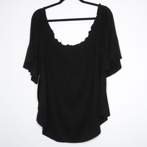 Always Indigo Womens Blouse Plus Size 3X Black Floral Rose Boho Peasant Romantic - Picture 3 of 10